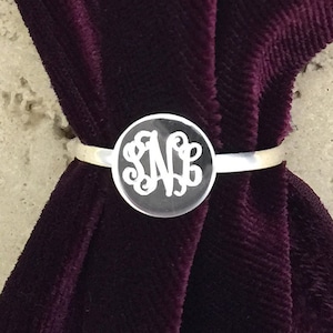 Round Sterling Silver Monogram Ring by TIJC 08118in