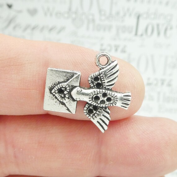 12 Silver Dove Charm Love Letter Pendant by TIJC SP0341