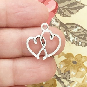10 Open Heart Charm Silver by TIJC SP1196