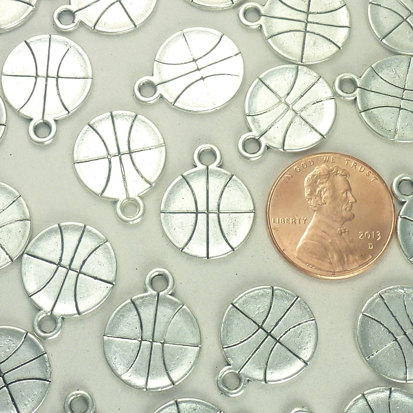 BULK 50 Silver Basketball Charm Pendant Flat by TIJC SP0964B Etsy