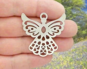 4 Filigree Angel Charm Pendant Silver by TIJC SP1163