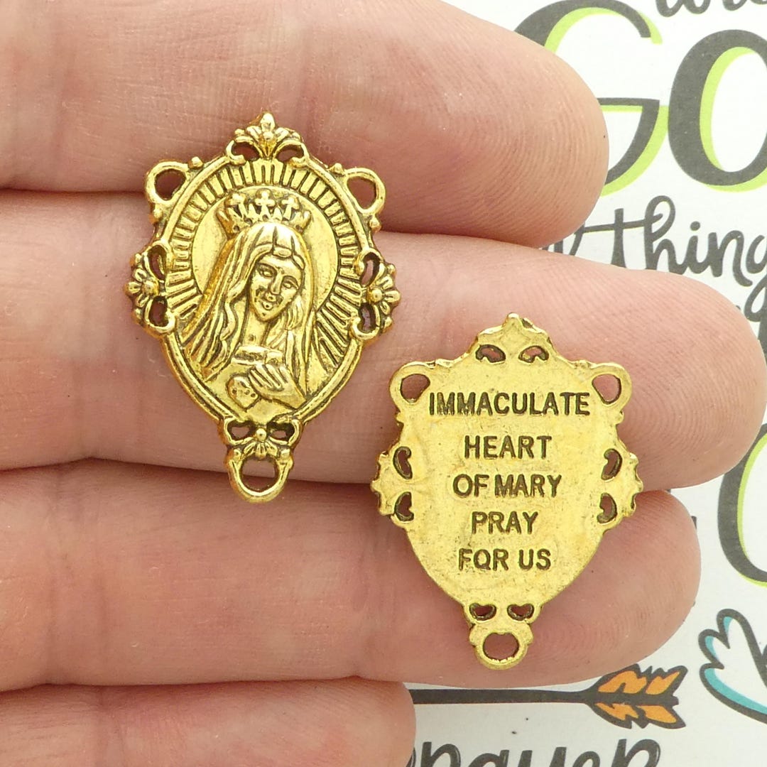 4 Immaculate Heart of Mary Gold Rosary Center by TIJC SP2238 - Etsy