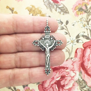 Bulk 8 Silver Crucifix Cross Charm Rosary Parts by TIJC SP0041B