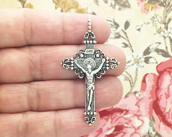 Lot Of 2 Jesus Blue Enamel Crucifix Small Rosary Best Quality Cross Made in  Italy Silver Tone Pendant - Yahoo Shopping