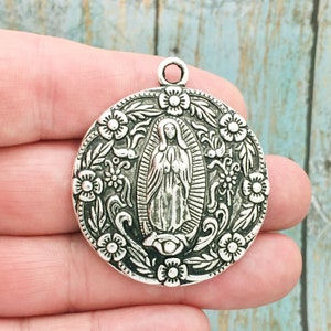 1 Our Lady of Guadalupe Medal Round Silver by TIJC SP1711