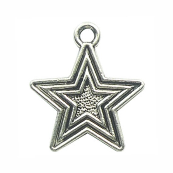 3 Puffy Silver Star Charm Pendant by TIJC SP0800