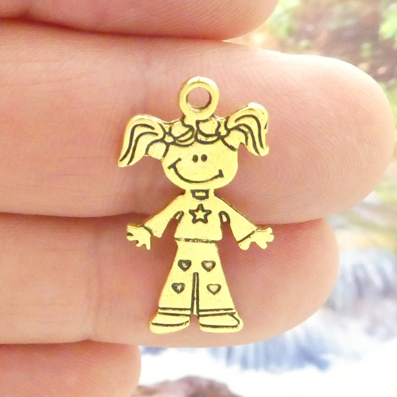 10 Little Girl Charm Gold by TIJC SP1486 Etsy