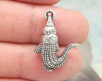 10 Alligator Silver Gator Charm 25x19mm by TIJC SP1038