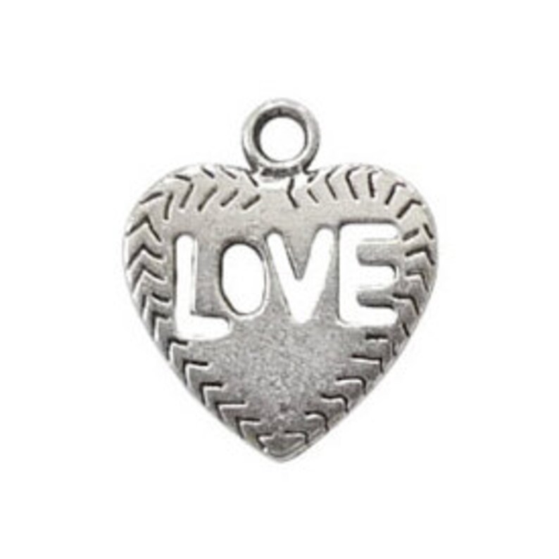 BULK 25 Love Heart Charm Silver by TIJC SP0646B