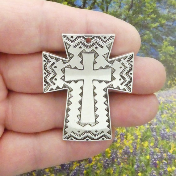 BULK 3 Western Cross Charms Silver by TIJC SP1338B 