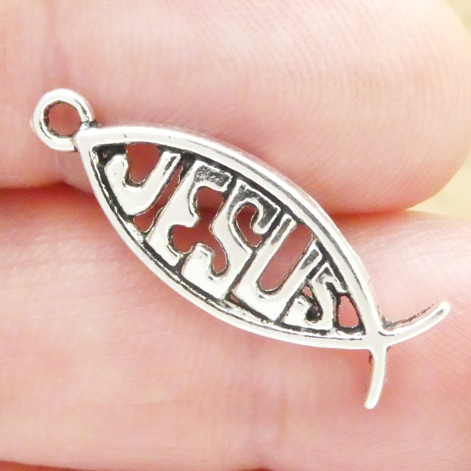 BULK 40 Christian Fish Charm Jesus Silver 26x9mm by TIJC Etsy Canada