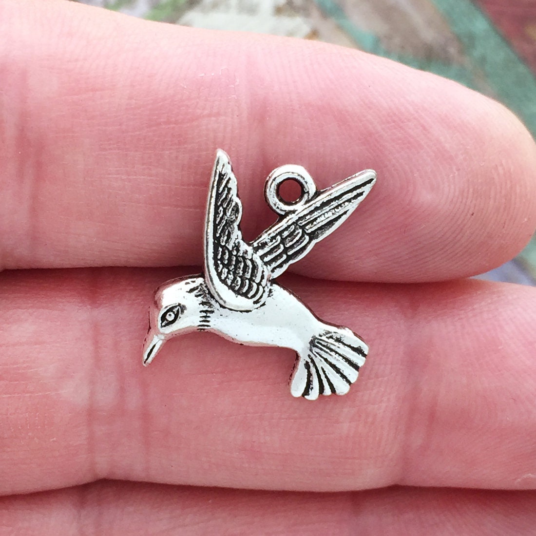 10 Hummingbird Charm Pendant Silver by TIJC SP1158 | Etsy