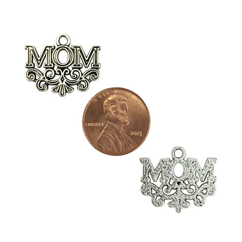 BULK 25 Silver Mom Charm Pendant 18x22mm by TIJC SP1447B