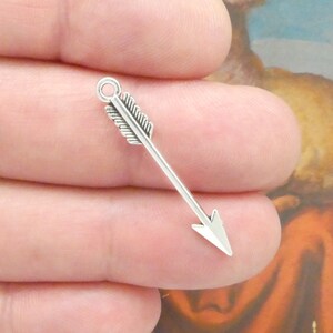 40 Silver Indian Arrow Charms in Bulk Small 33x5mm by TIJC SP2024B