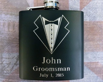 1 Groomsmen Tuxedo Flask Personalized TUXBK