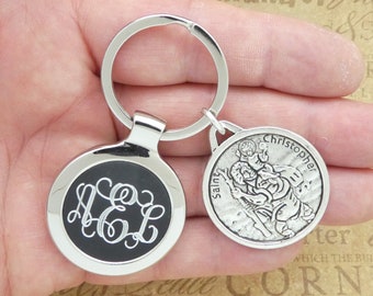 1 St Christopher Keychain with Personalized Monogram Engraved by TIJC FC63024SC