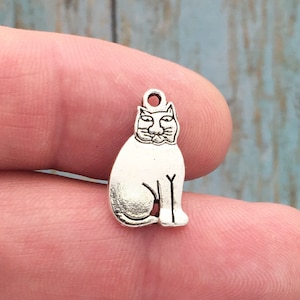 BULK 50 Cat Charm Silver by TIJC SP1039B