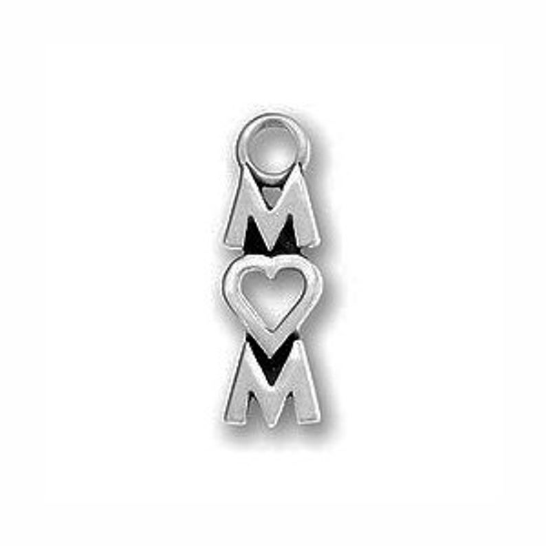 5 Silver I Love Mom Charm 18x6mm by TIJC SP0620 image 1