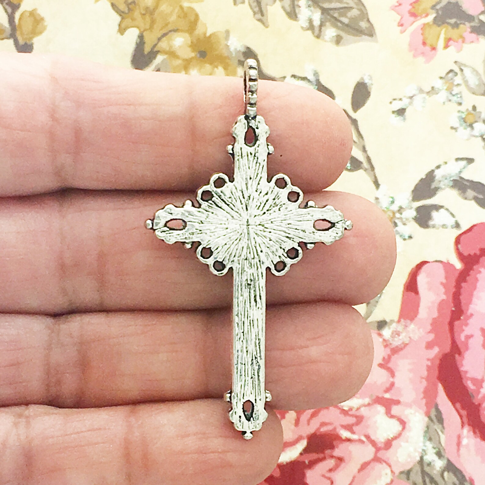 Bulk 8 Silver Crucifix Cross Charm Rosary Parts by TIJC Etsy
