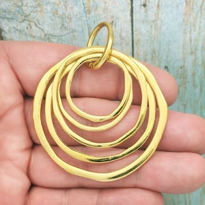 1 Gold Hoop Pendant Hammered by TIJC SP1482
