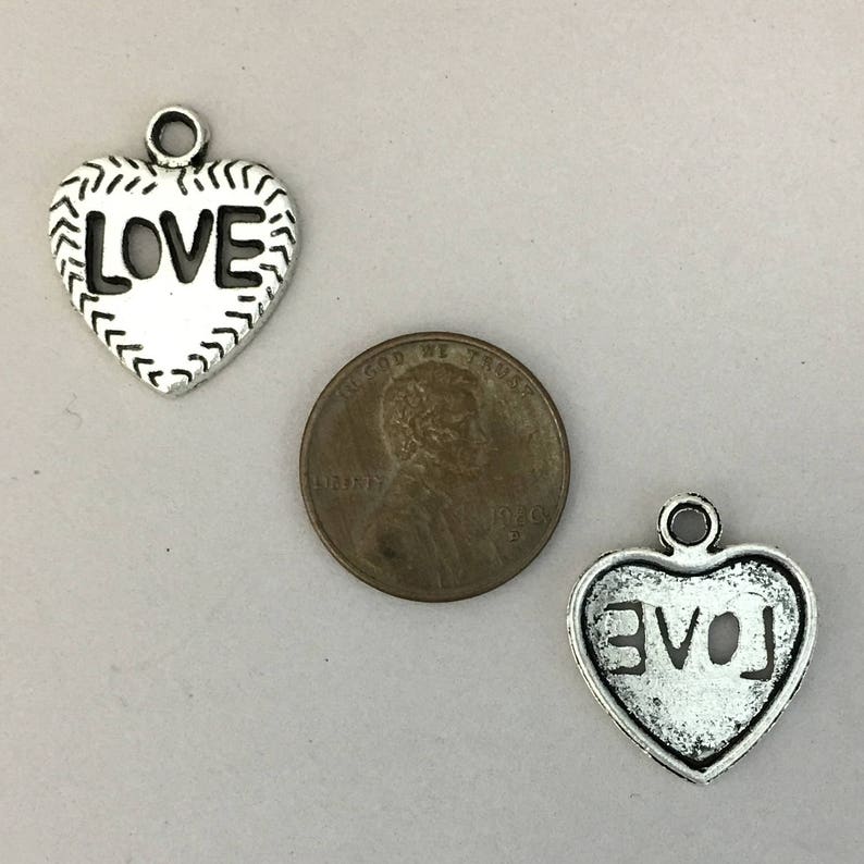 BULK 25 Love Heart Charm Silver by TIJC SP0646B
