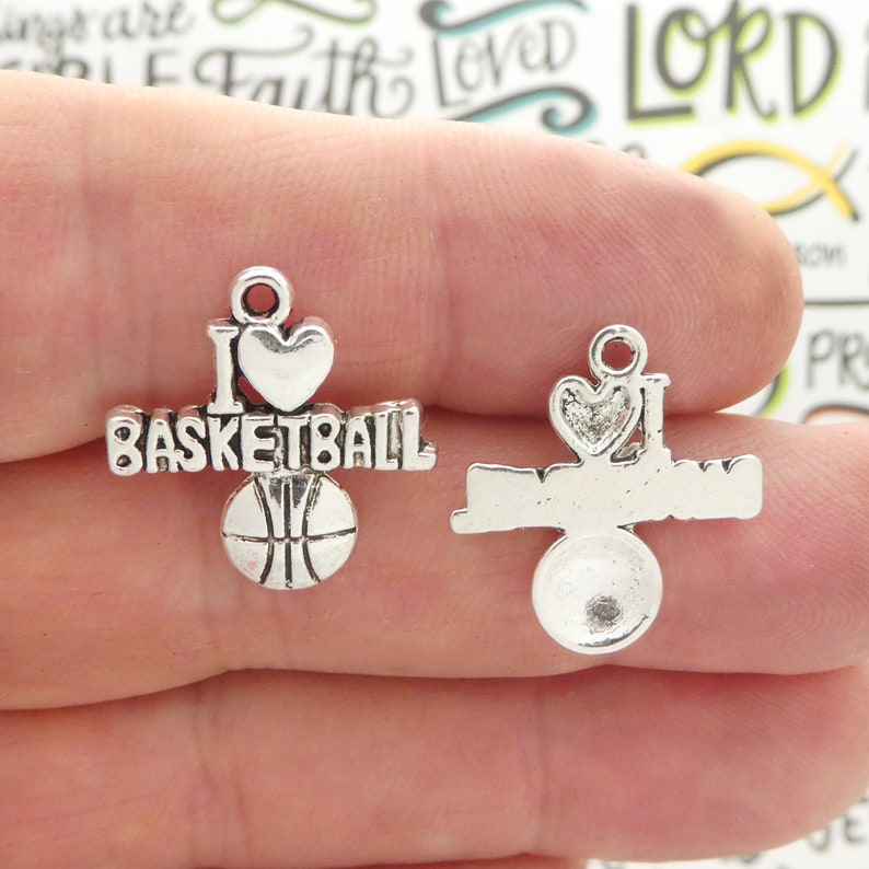 BULK 30 I Love Basketball Charm Silver 22x20mm by TIJC SP1878B Etsy