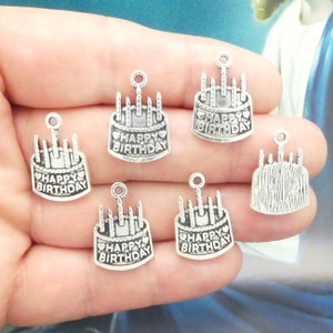 BULK 20 Happy Birthday Charm Silver by TIJC SP1302B