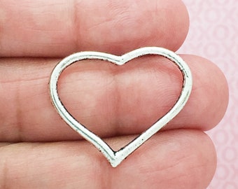 Bulk 40 Open Heart Charm Silver by TIJC SP0070B