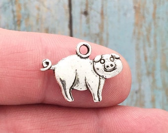 BULK 30 Silver Pig Charm by TIJC SP0498B