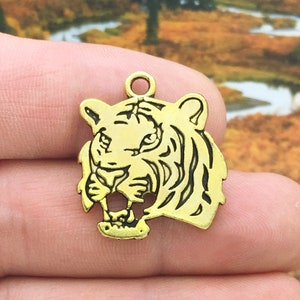 3 Head of a Gold Tiger Charm by TIJC SP1197