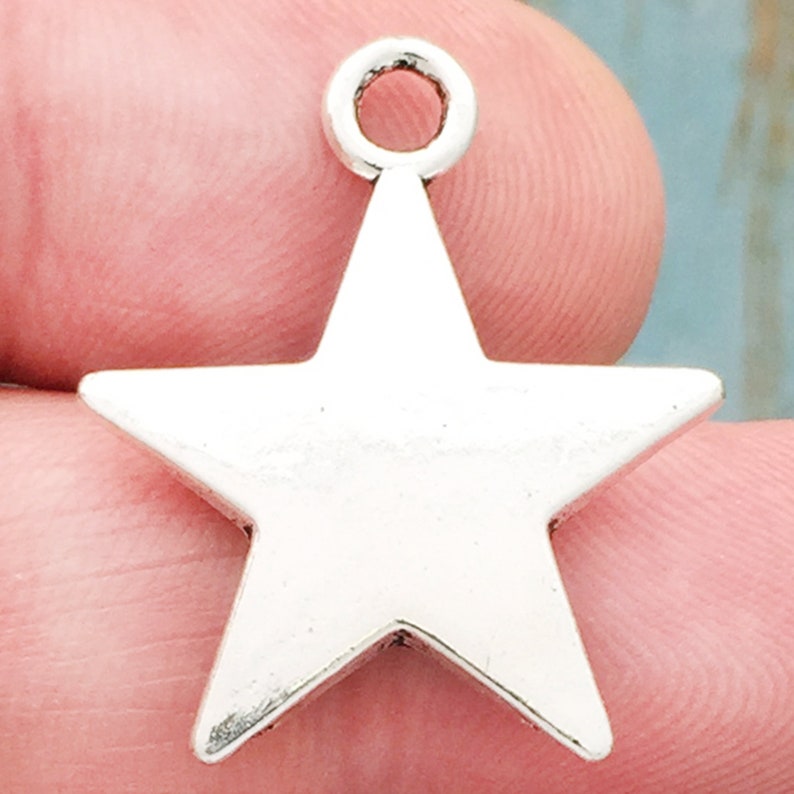 3 Puffy Silver Star Charm Pendant by TIJC SP0800
