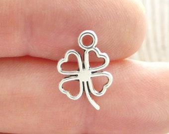 20 Silver Open Four Leaf Clover Pendant Good Luck Charm 17x11mm by TIJC SP0787
