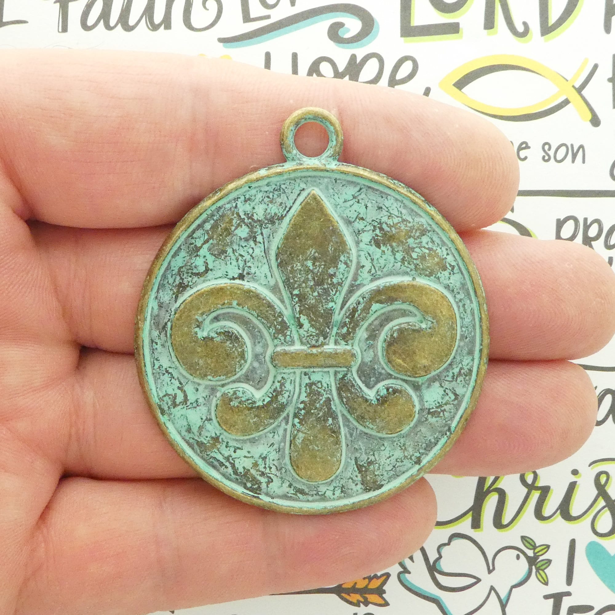 FLEUR-DE-LIS HOOP & CHARM GOLD OBSIDIAN BLACK main image 1