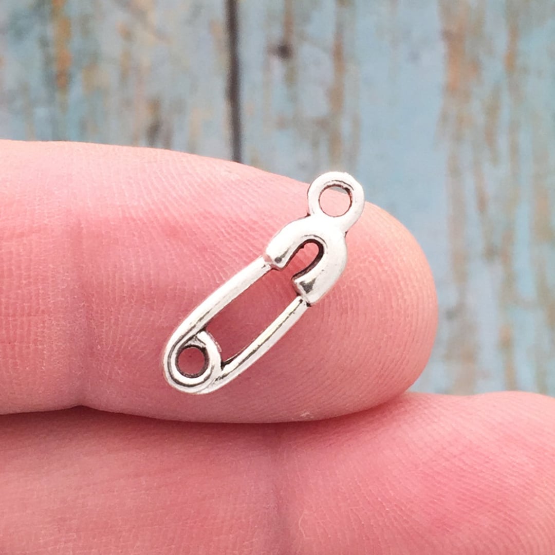 20 Safety Pin Charm Silver by TIJC SP0256 Etsy
