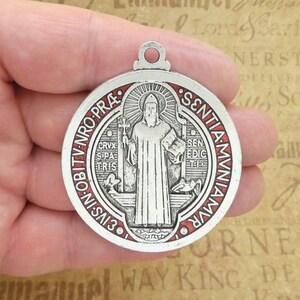 1 Silver St Benedict Charm Medal With Enamel by TIJC SP2008