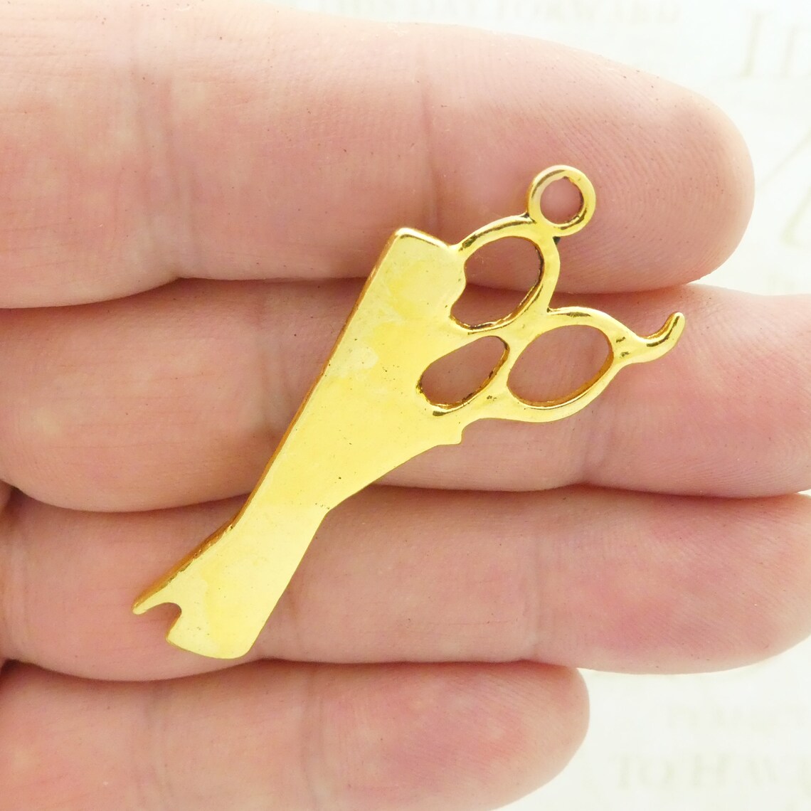 BULK 12 Gold Scissor and Comb Hair Stylist Charm 52x25mm by Etsy