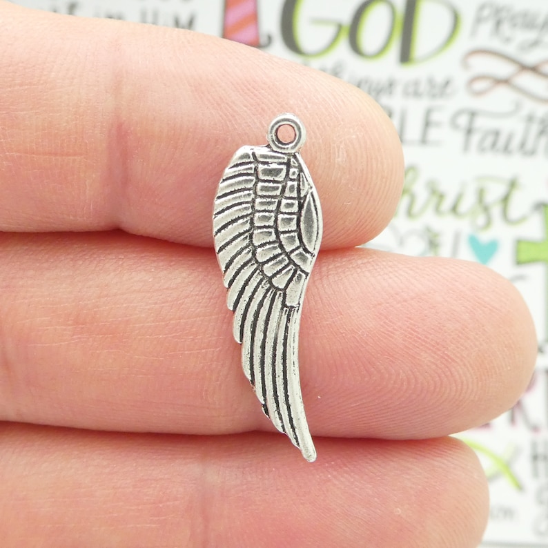 BULK 40 Angel Wing Charm Silver by TIJC SP0048B Etsy
