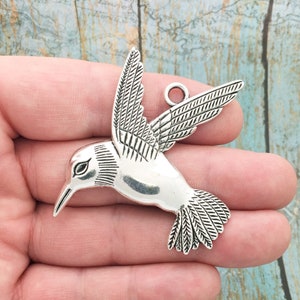 1 Silver Hummingbird Pendant Extra Large by TIJC SP0806