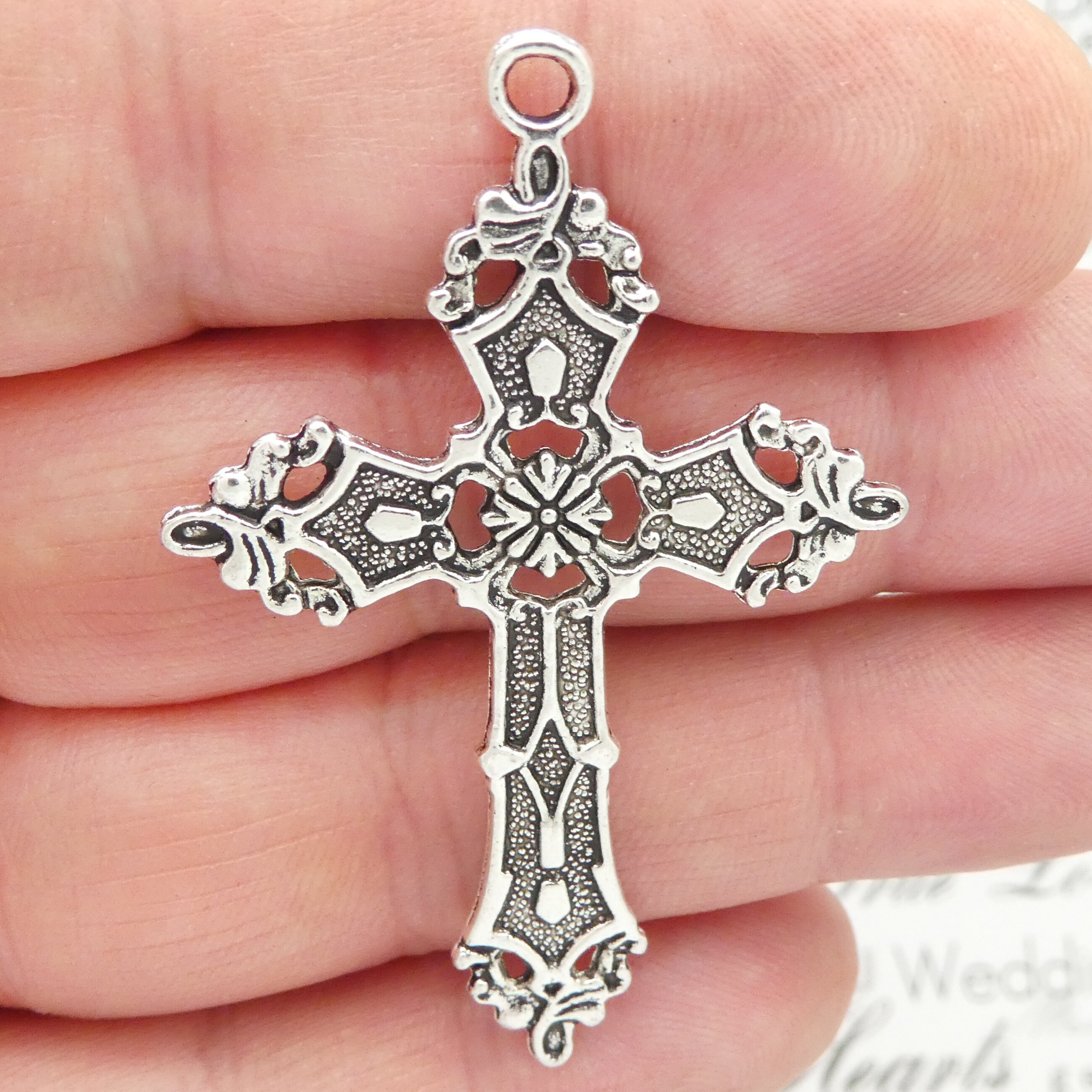 3 Ornate Cross Charm Pendant Silver by TIJC SP1844 - Etsy