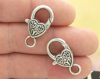 2 Silver Heart Lobster Clasp by TIJC SPLOB010