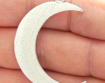 BULK 9 Silver Crescent Moon Charm Pendant by TIJC SP1290B - Etsy