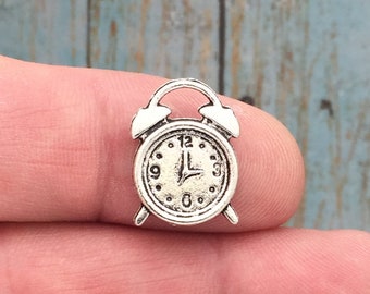 12 Alarm Clock Charm Silver by TIJC SP0911