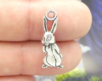 BULK 60 Bunny Rabbit Charm Silver 25x19mm by TIJC SP0472B