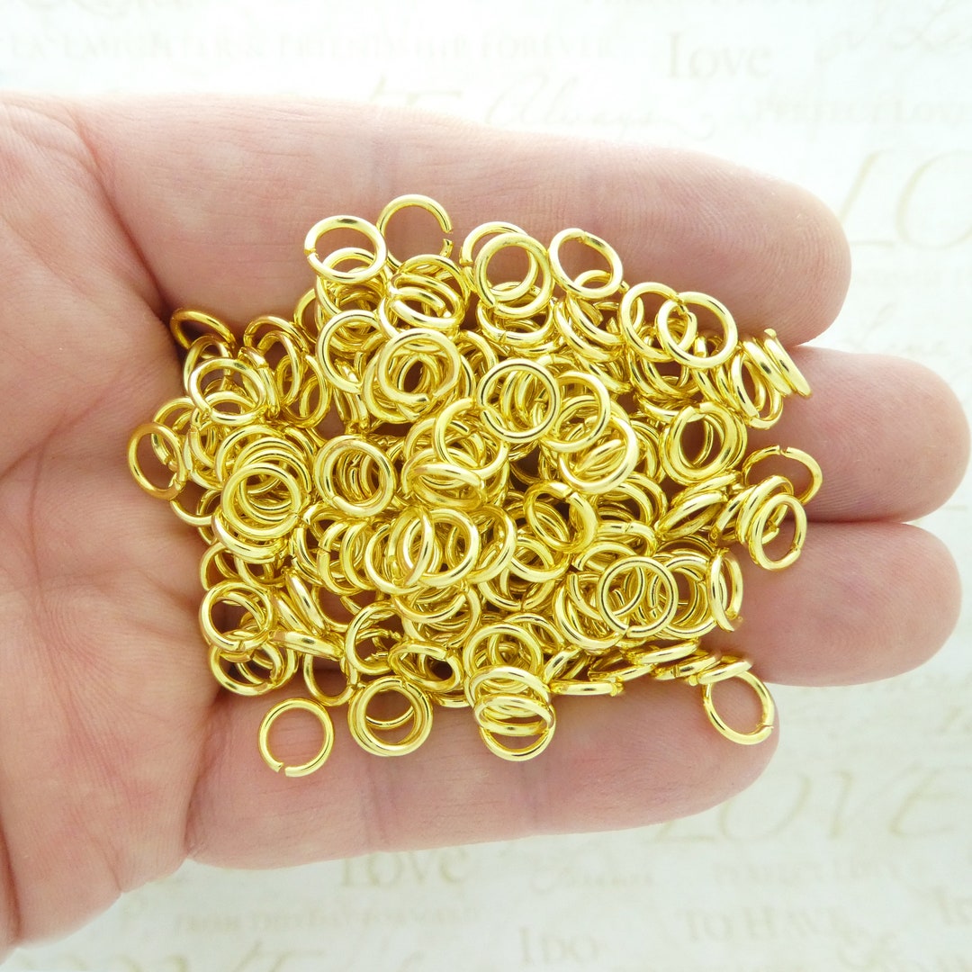 200 Pieces Gold 8mm Open Jump Rings Bulk 1.2x8mm 16 Gauge Iron by TIJC