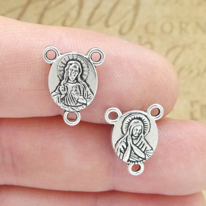 12 Sacred Heart of Jesus Silver Rosary Centerpieces by TIJC SP1803