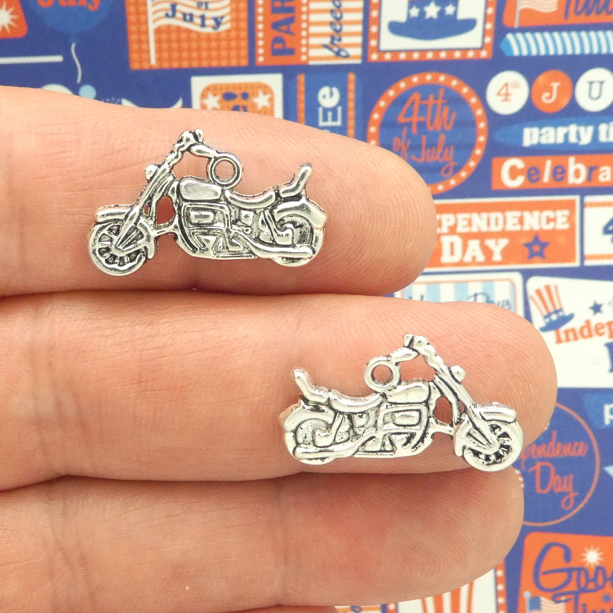 6 Silver Motorcycle Charm by TIJC SP0095 - Etsy
