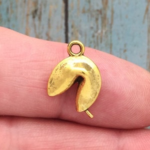 BULK 20 Fortune Cookie Charm Gold by TIJC SP1724B
