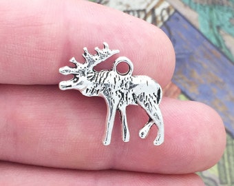 BULK 20 Moose Charm Pendant Silver by TIJC SP0531B