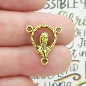 6 Virgin Mary Rosary Center Medal Gold by TIJC SP2133