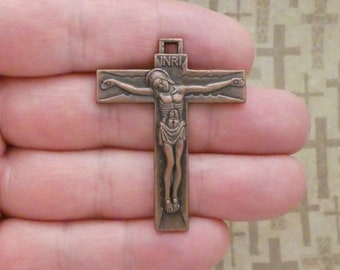 2 Crucifix Cross Charm Pendant Copper by TIJC SP0707